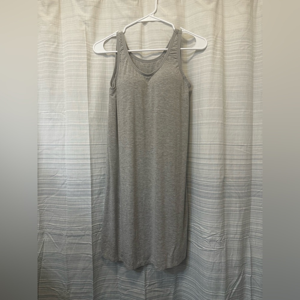 Grey tank dress with built in bra, XL